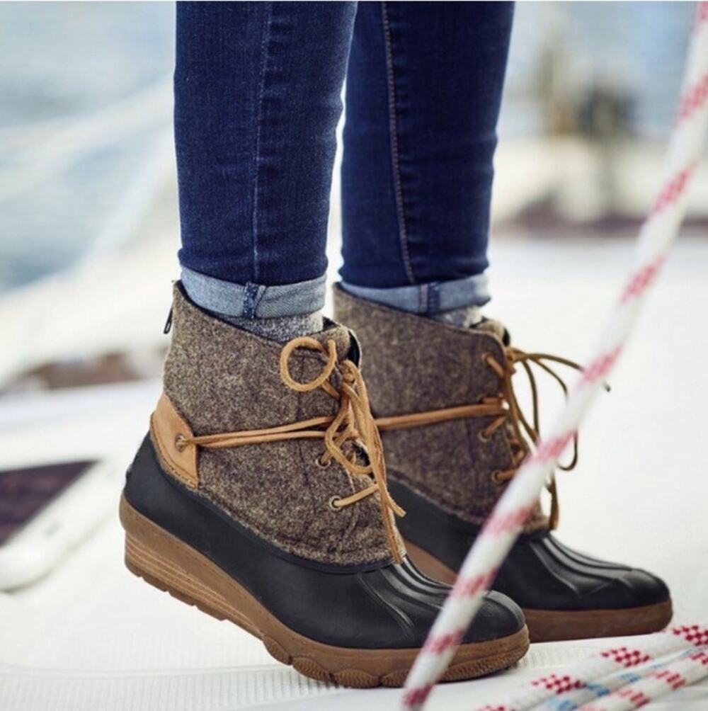 SPERRY Saltwater Wedge Tide Wool Boot Sz 5M